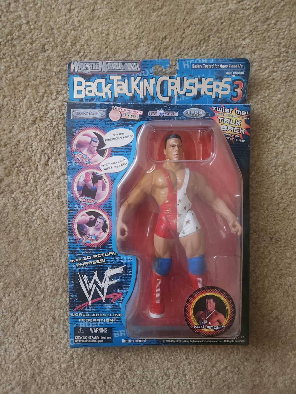 WWF Back Talkin' Crushers 3 Kurt Angle Action Figure - Red, White, Blue